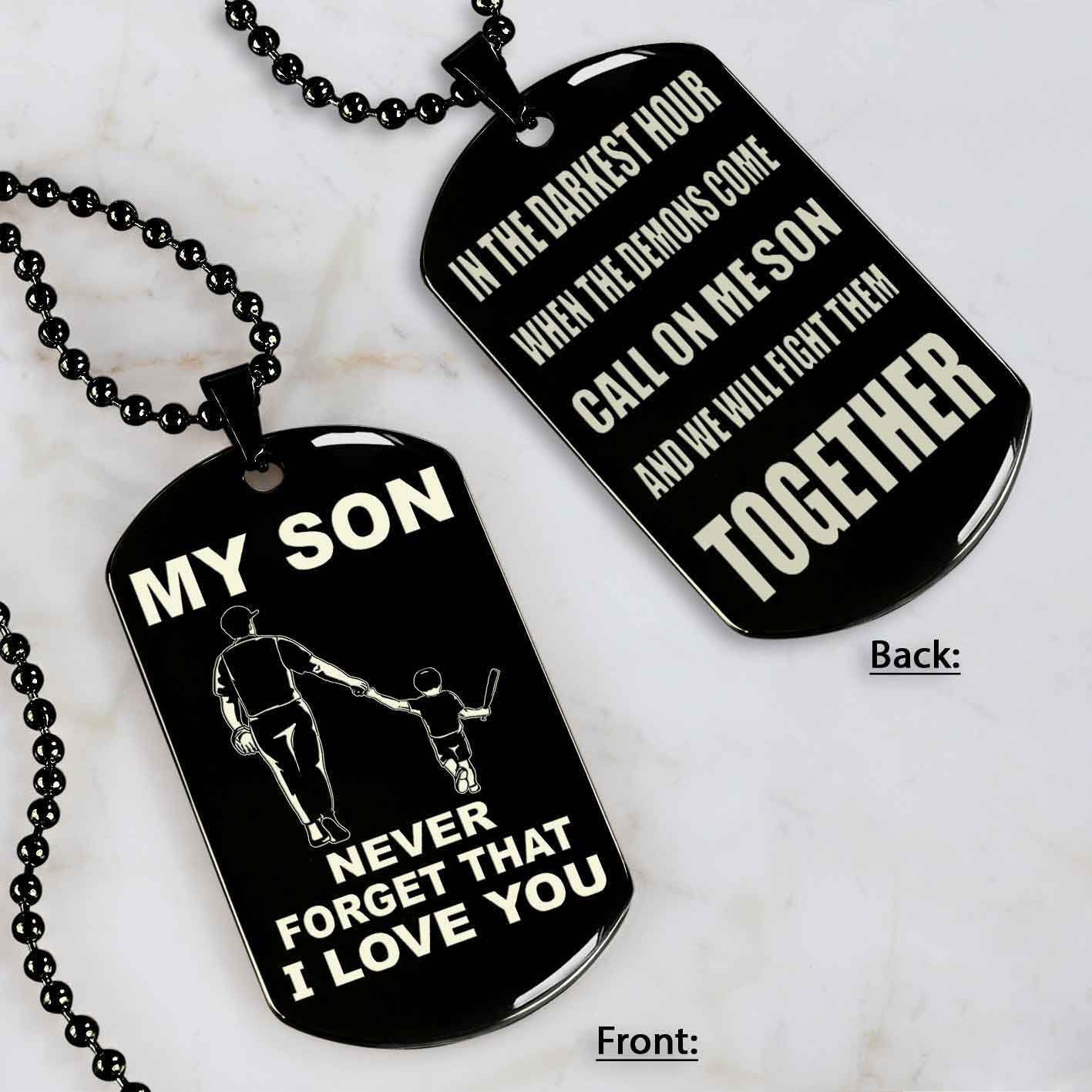 DRB Personalized Double Sided Dog Tag To My Son Never Forget That I Love You - Call On Me Son