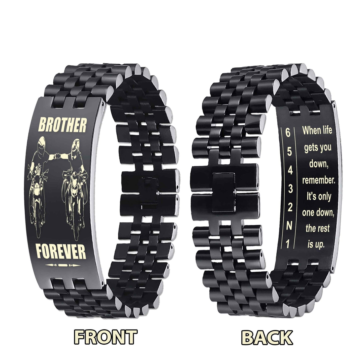 Biker double side bracelet, When life gets you down, remember. It’s only one down, the rest is up.