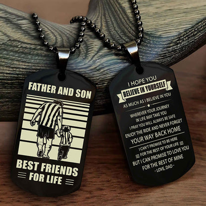 Viking Personalized Double Sided Dog Tag Silver To My Son I Love You - Enjoy The Ride And Never Forget Your Way Back Home From