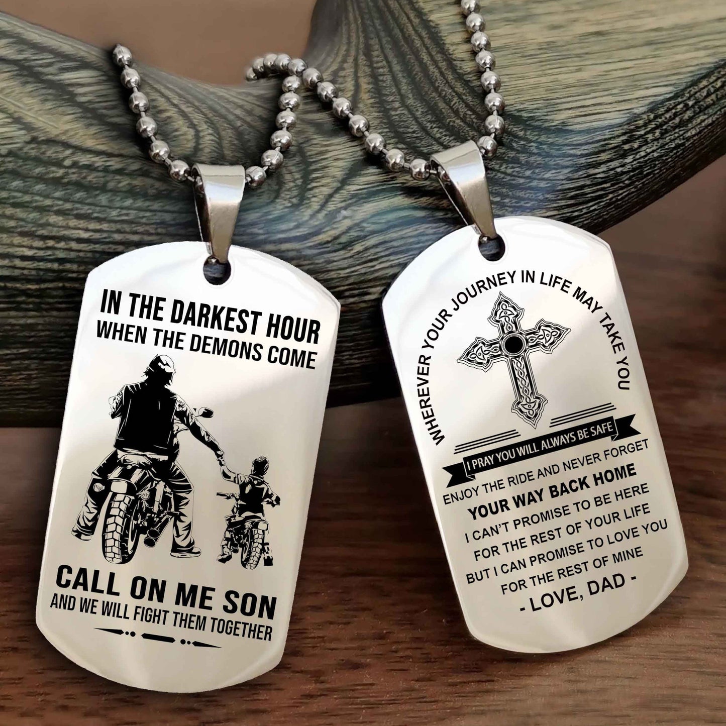 Knight Templar Double Sided Cross Dog Tag Call On Me Son - Gift For Son From Dad Your Way Back Home