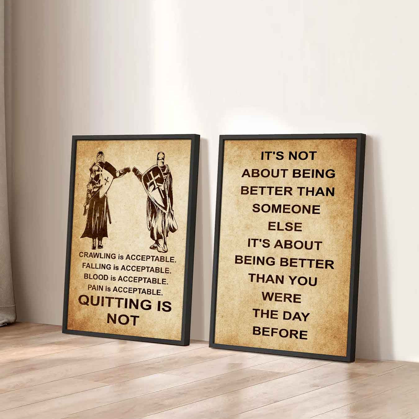 Combo 2 DRB Poster Canvas Quitting Is Not - It's Not About Being Better Than Someone Else It's About Being Better Than You Were The Day Before