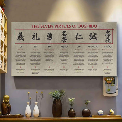 Samurai Poster Canvas-The Seven Virtues of Bushido