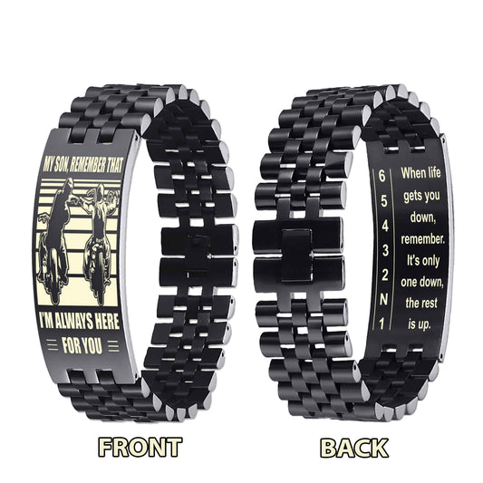 Biker double side bracelet dad to son, When life gets you down, remember. It’s only one down, the rest is up.