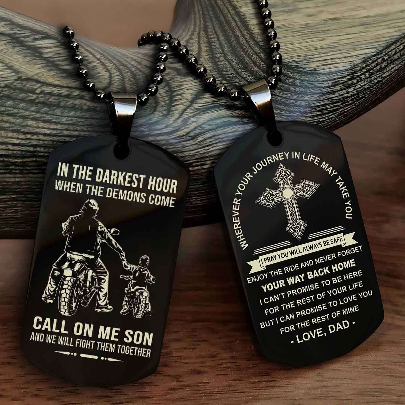 DRB Double Sided Cross Dog Tag Call On Me Son - Gift For Son From Dad Your Way Back Home