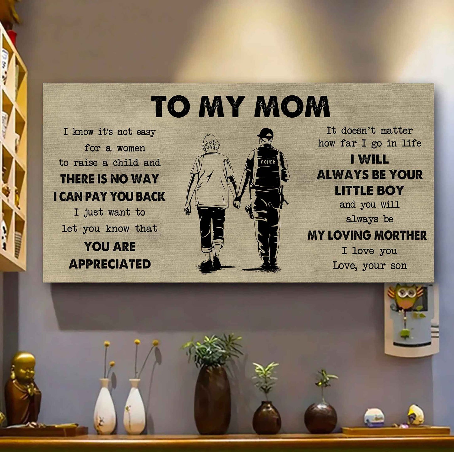 Family Poster Canvas To My Mom I Know It's Not Easy To Raise - I Will Always Be Your Little Boy