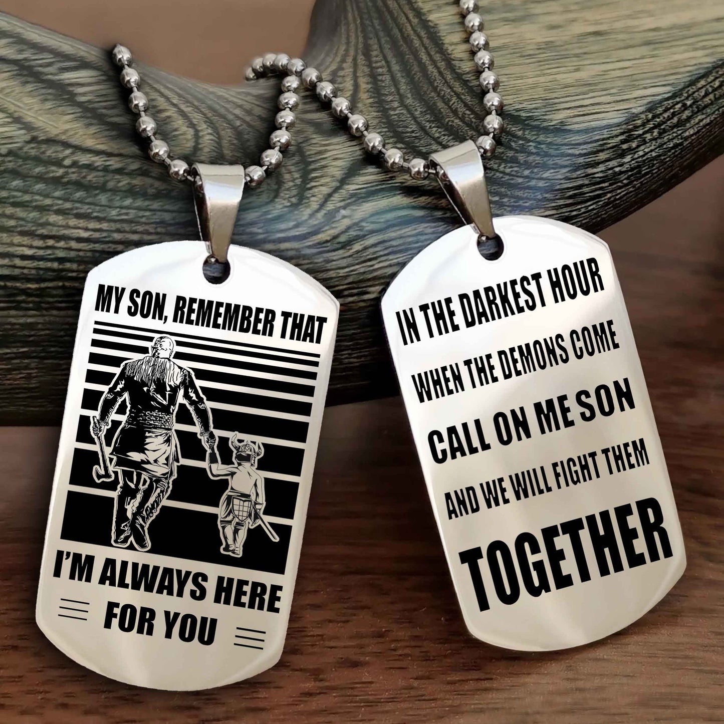 DRB Personalized Double Sided Dog Tag My Son Remember That I Will Always Here Call On Me Son And We Will Fight Them Together
