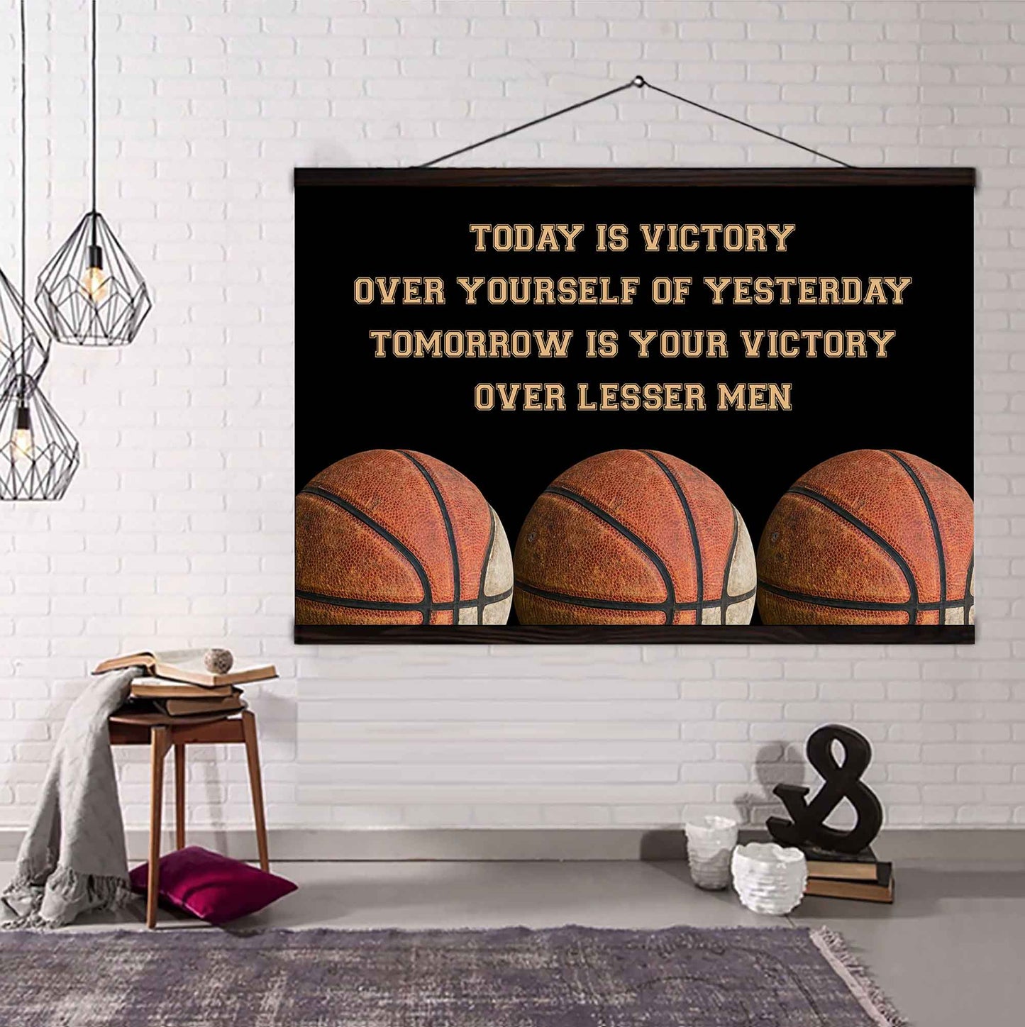 Basketball Poster Canvas Today Is Victory Over Your Self Best Gift With Motivation Quotes