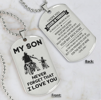 DRB Personalized Double Sided Dog Tag To My Son Never Forget That I Love You - Never Forget Your Way Back Home