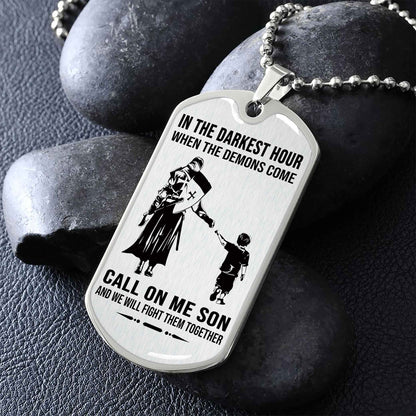 DRB Military Chain Silver Plated 18K Gold Plated Call On Me Son Gift For Your Son