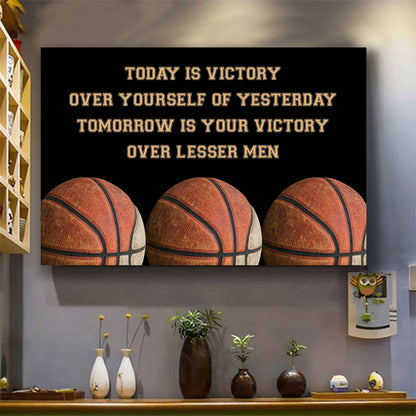 Basketball Poster Canvas Today Is Victory Over Your Self Best Gift With Motivation Quotes