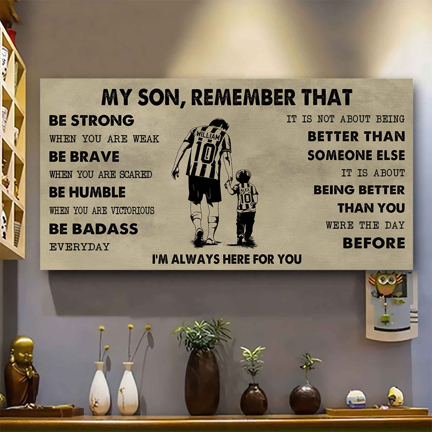 Personalized DRB Poster Canvas - My Son Remember That Be Strong When You Are Weak Be Badass Everyday