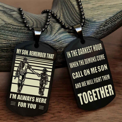 TWD Personalized Double Side Dog Tag From Father To Son With Message On The Back Gift For Your Son