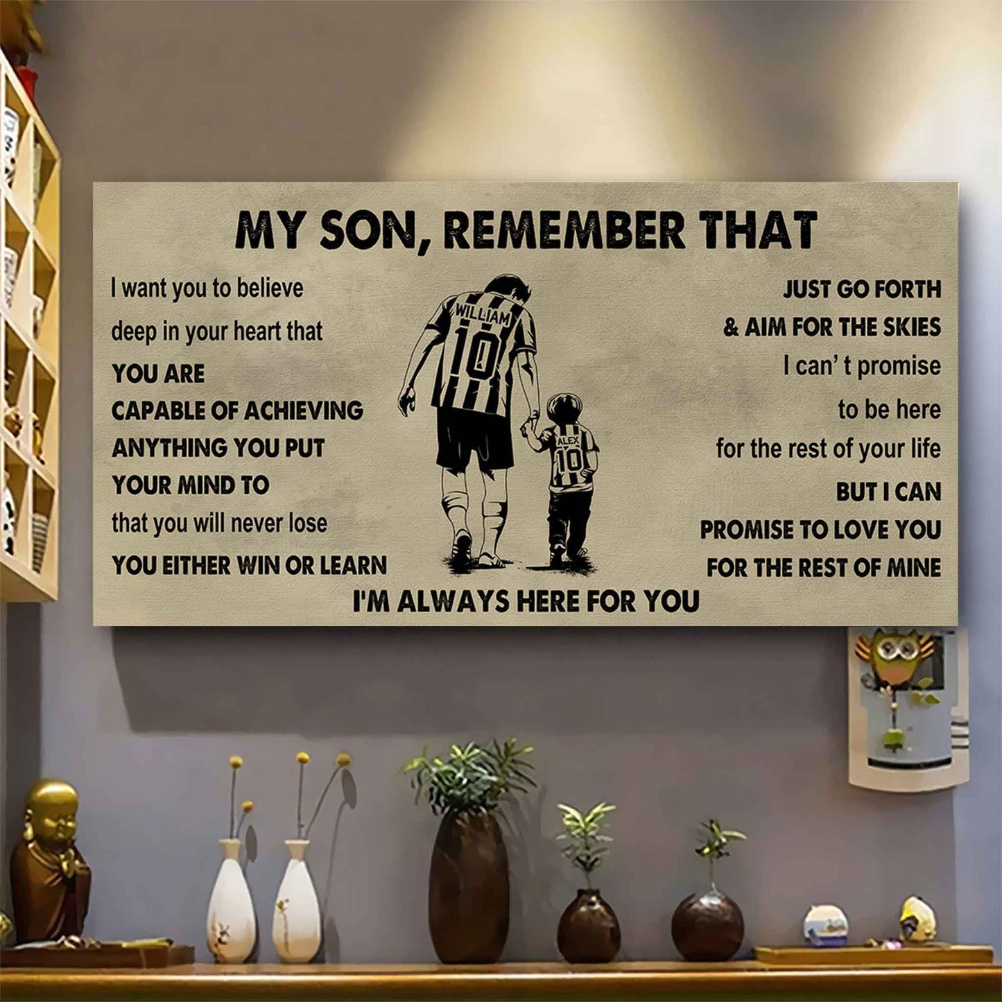 Personalized Sport Poster Canvas -  My Son Remember That You Will Never Lose You Either Win Or Learn