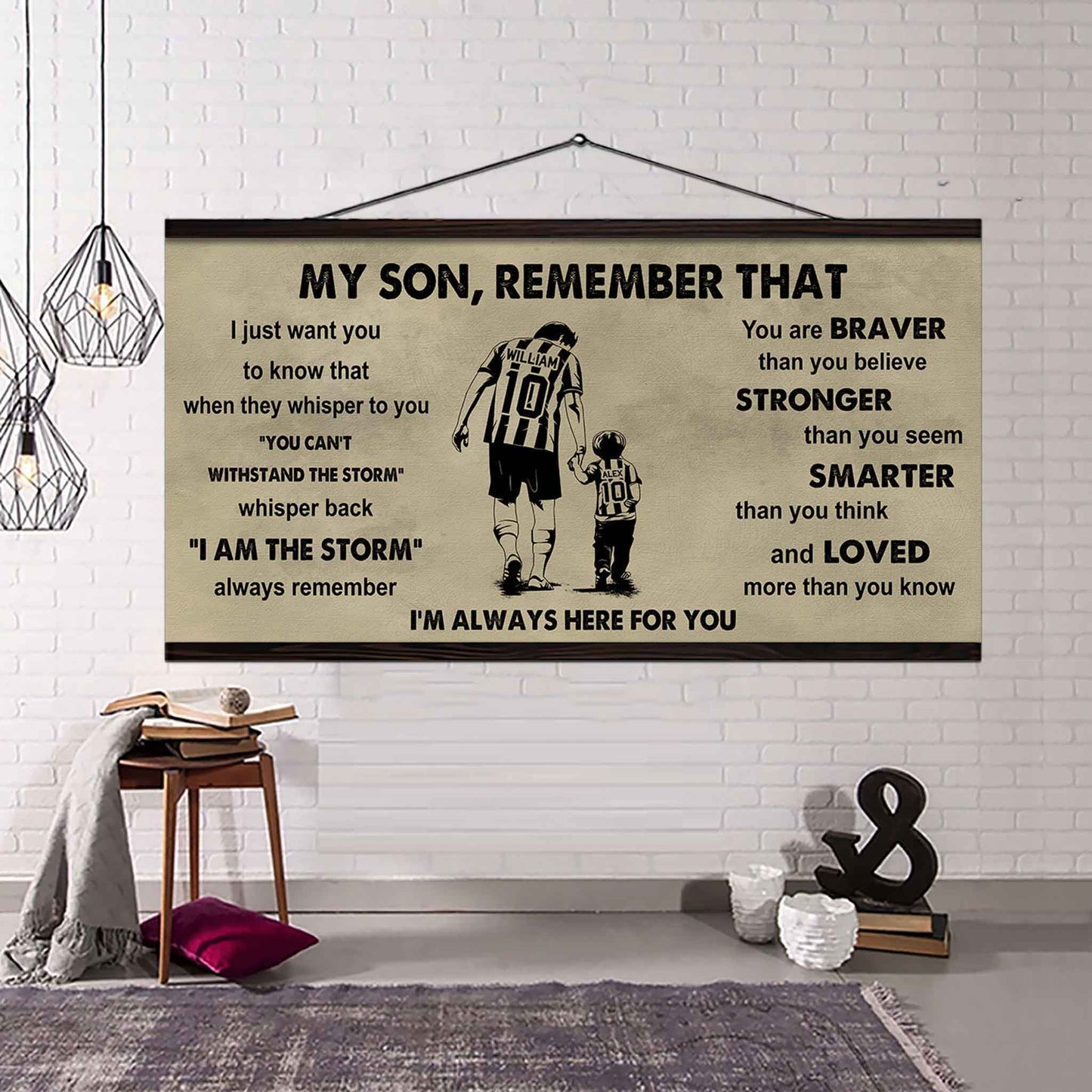 Personalized Sport Poster Canvas -  My Son Remember That Whisper Back I Am The Storm