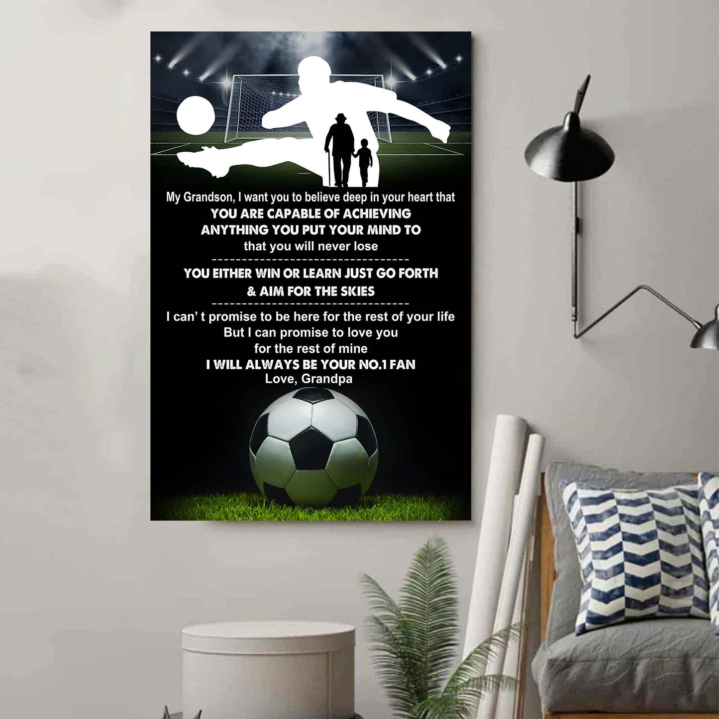 Hockey Poster Canvas Granpa To Grandson - That You Will Never Lose You Either Win Or Learn I Will Always Your No 1 Fan