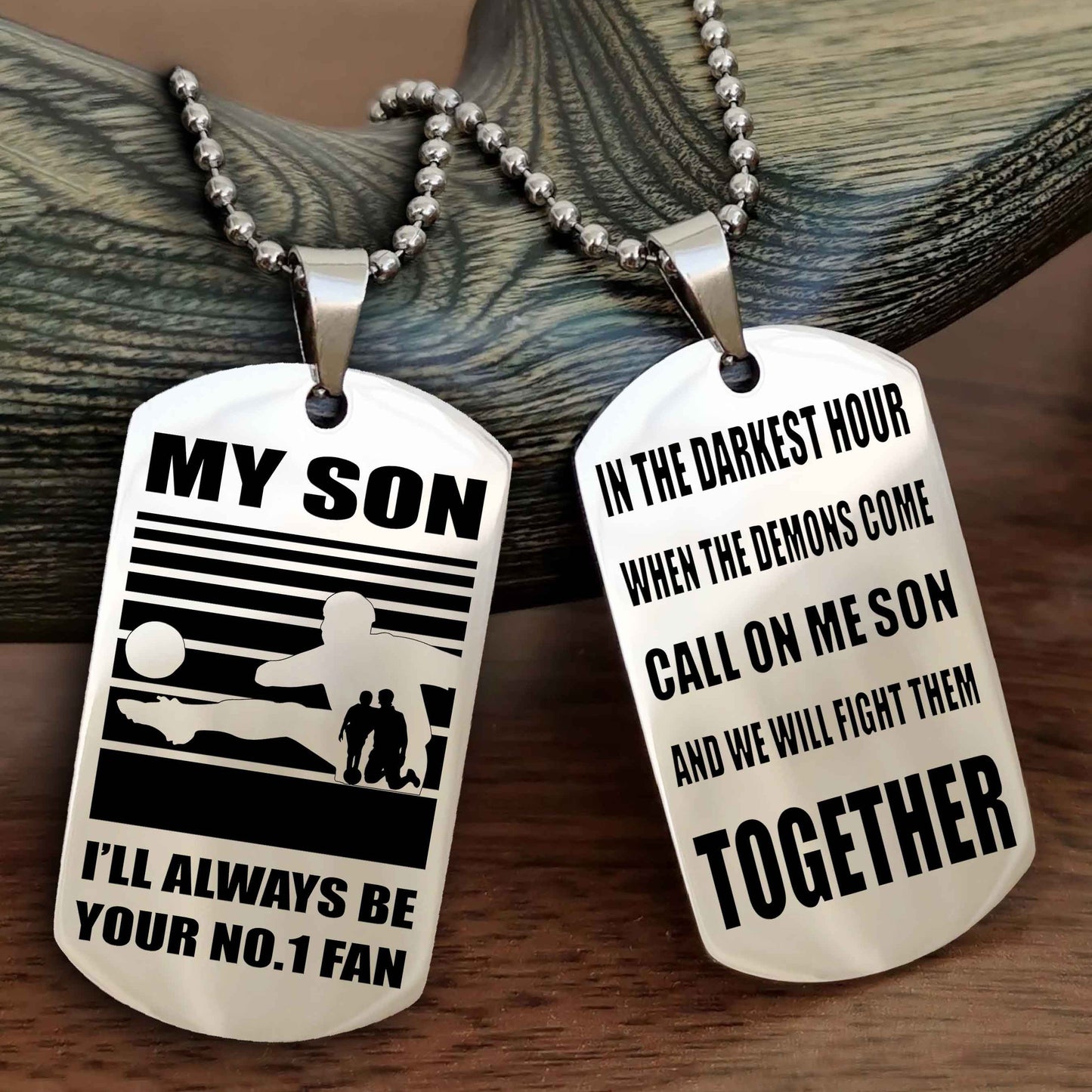 Sport Personalized Double Sided Dog Tag I Will Always Be Your No 1 Fan - Call On Me Son From Dad And Mom