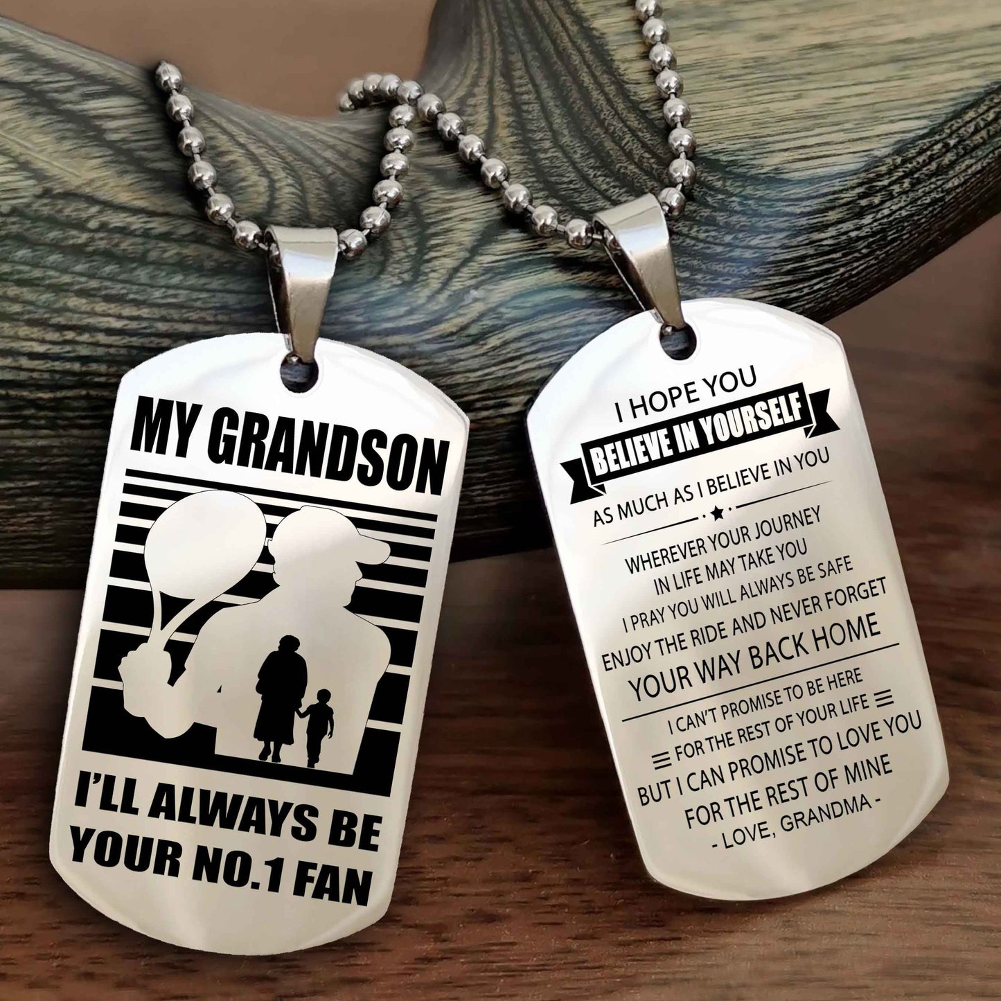 Sport Baseball Personalized Double Sided Dog Tag Granma To Grandson I Will Always Be Your No 1 Fan - Never Forget Your Way Back Home I Belive In You