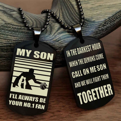 Sport Personalized Double Sided Dog Tag I Will Always Be Your No 1 Fan - Call On Me Son From Dad And Mom