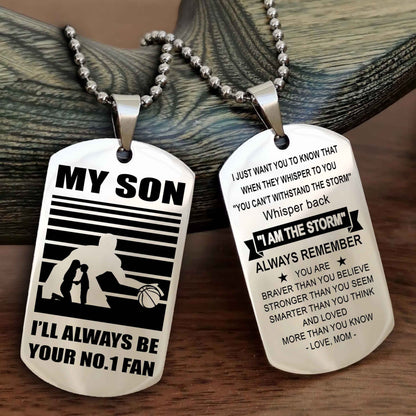 Sport Personalized Double Sided Dog Tag I Will Always Be Your No 1 Fan - Whisper Back I'm The Storm Gift From Dad Mom