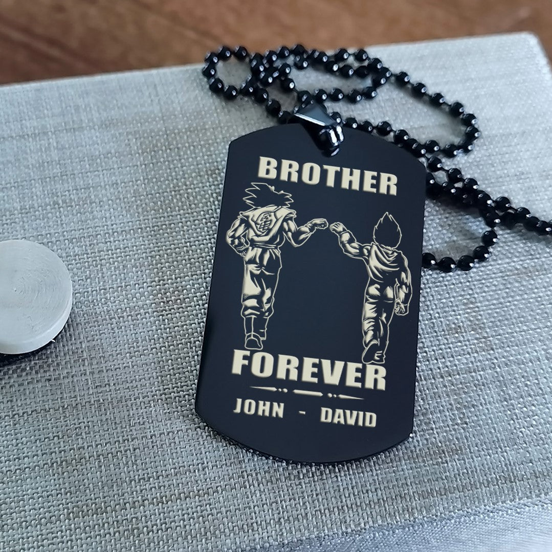 Customizable engraved silver dog tag double sided gift from brother, In the darkest hour, When the demons come call on me brother and we will fight them together, brother forever