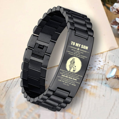 Samurai customizable engraved bracelet, gifts from dad mom to son- Be strong be brave be humble, It is not about better than someone else, It is about being better than you were the day before