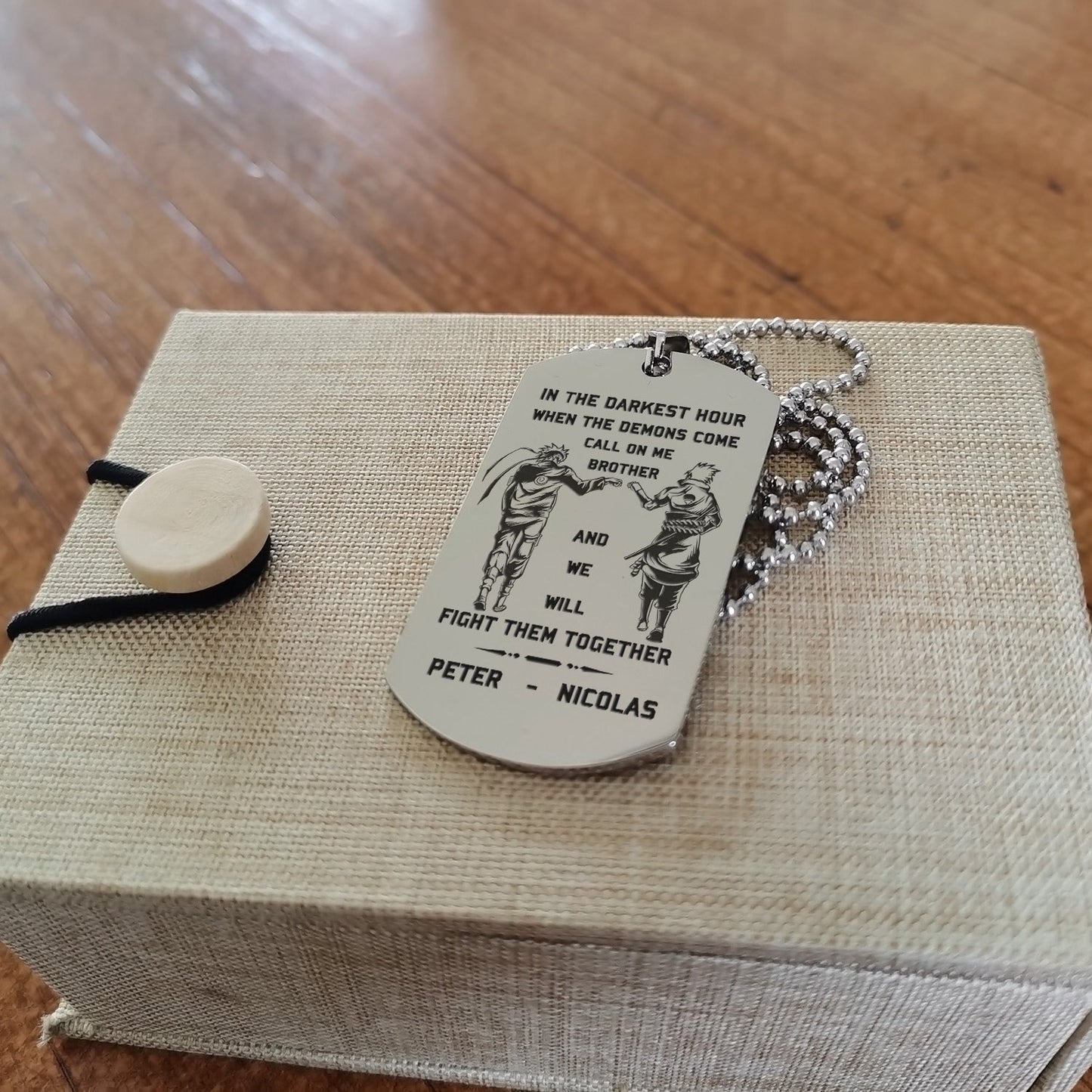 DRB new Customizable engraved brother dog tag gift from brother, In the darkest hour, When the demons come call on me brother and we will fight them together