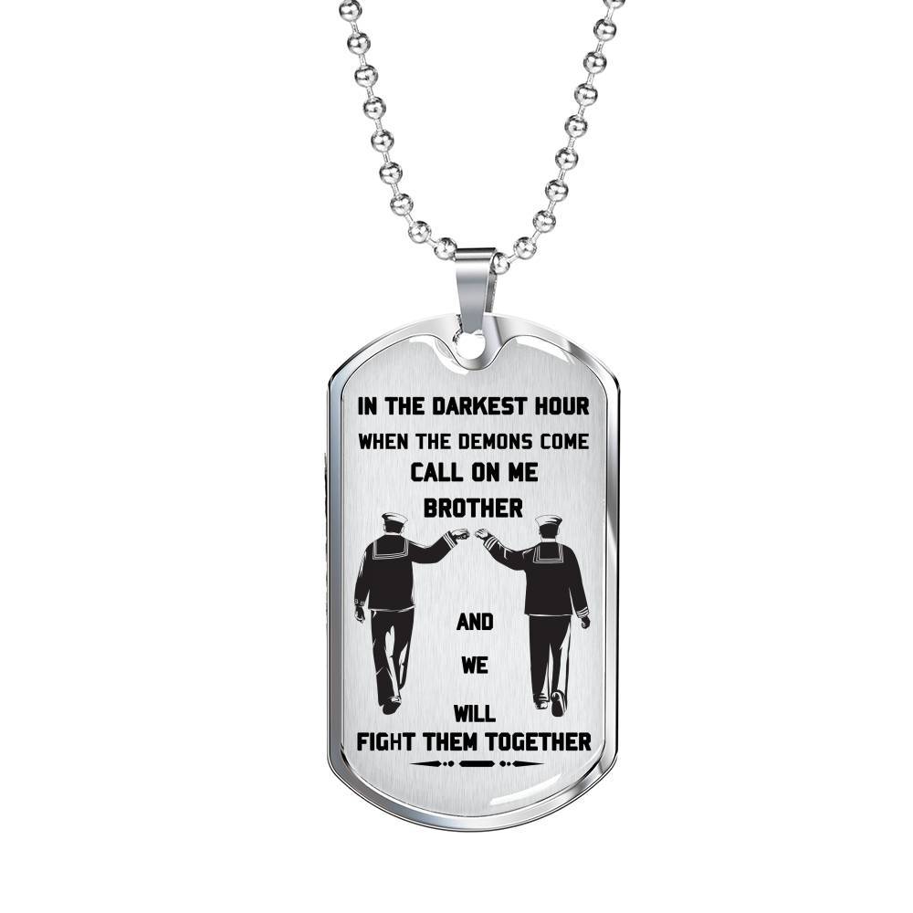 Sailor silver dog tag call on me brother