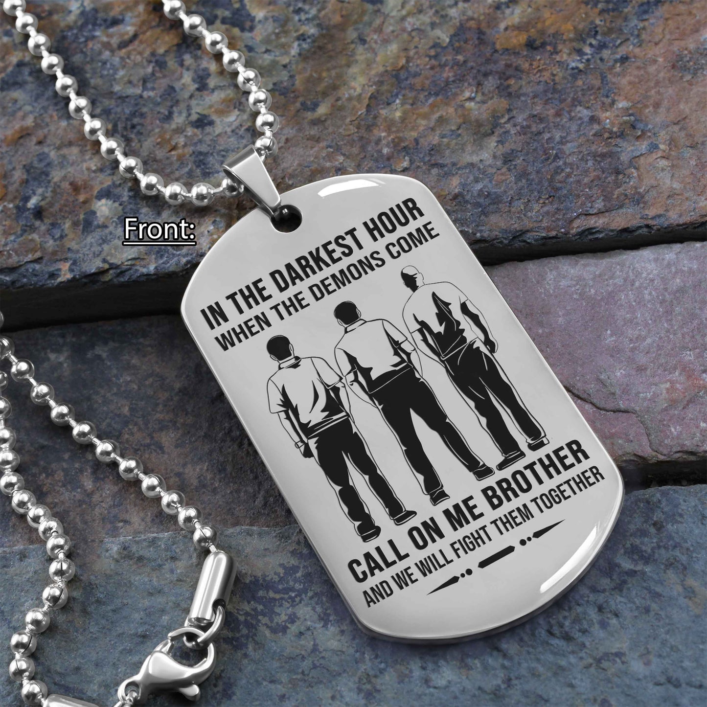 Customizable engraved black dog tag double sided gift from brother, brother forever