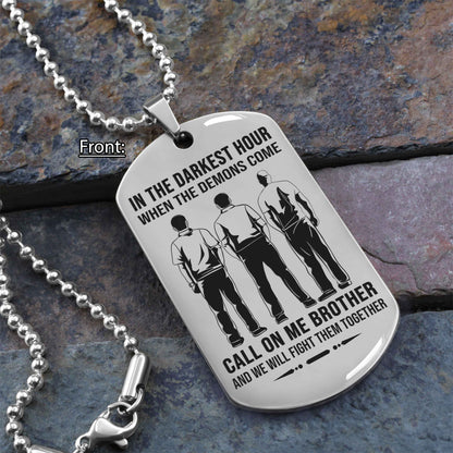 Customizable engraved black dog tag double sided gift from brother, brother forever